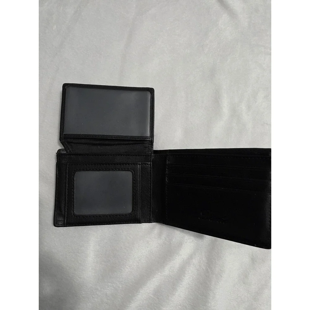Danis Mens Black Pebbled Leather Bifold Wallet with Dual ID‎ Windows